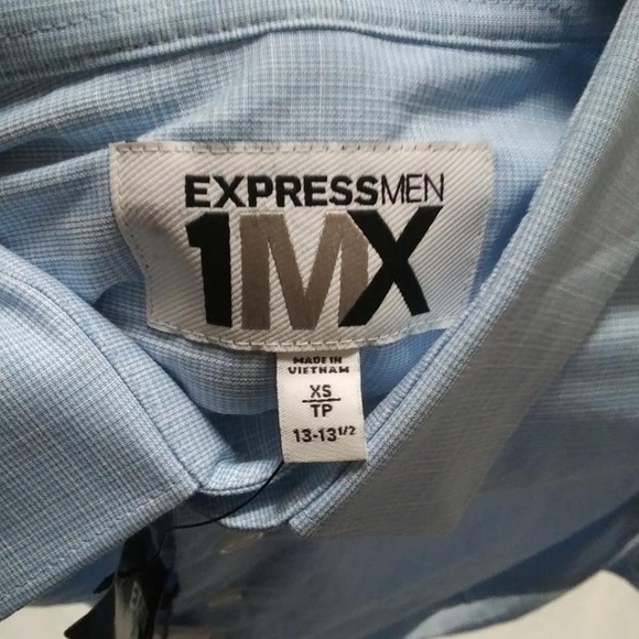 Express 1MX Mens Extra Slim Fit Light Blue Button - Picture 7 of 8